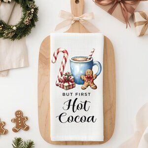 Christmas Hot Cocoa Kitchen Towel, Holiday Baking Towel, Cocoa Bar Decor